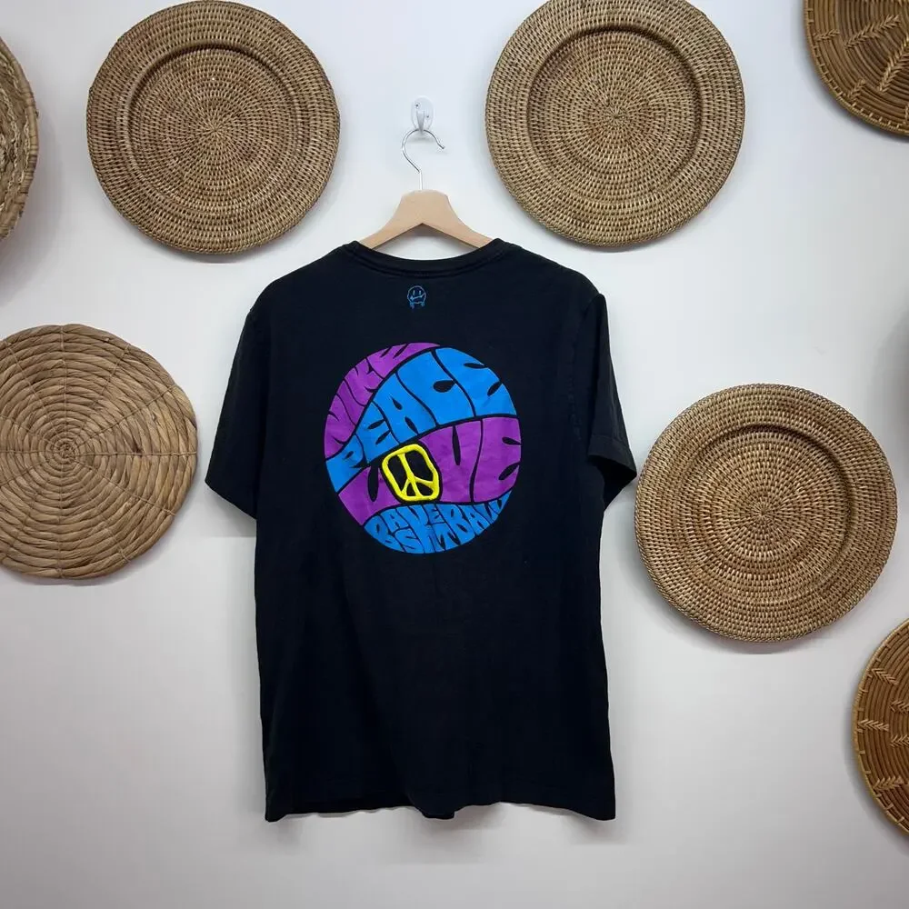 Nike Black Peace Love Basketball Graphic Tee T-Shirt Mens Large